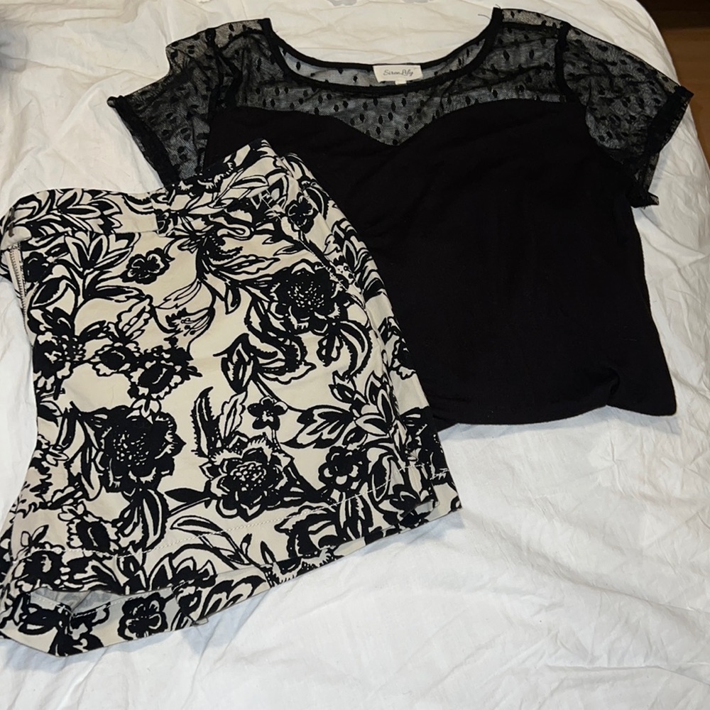 Bundle LOFT shorts 12 & Siren Lily Black Lace blouse L